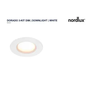 Nordlux Dorado 3-Kit Dim Indoor Kitchen Dining Hallway Downlight In White (Height) 3.6cm