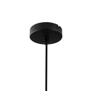 GoodHome Arraqis Matt Black Wood effect Pendant ceiling light, (Dia)380mm