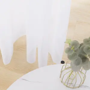 Deconovo Semi Transparent Curtain Voile Panels Back Eyelet Curtains Voile Sheer Curtains for Window 55 x 94 Inch White Two Panels