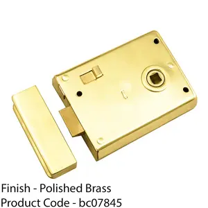 Traditional Rim Deadlock & SNIB 105 x 81mm Polished Brass Door Lock Outdoor Gate