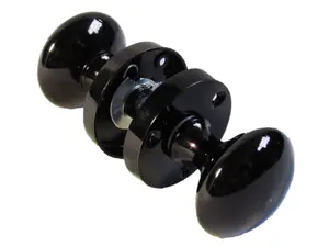 Door Knobs Round Victorian Mortice Knob Sprung - Black Nickel 56mm