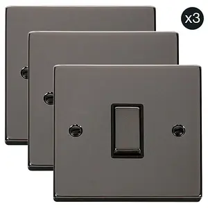 3 PACK - Black Nickel 10A 1 Gang 2 Way Ingot Light Switch - Black Trim - SE Home