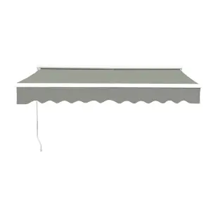 Retractable Awning Canopy Garden Sun Shade Manual Shelter for Door Window,Grey,3.5 m x 3 m