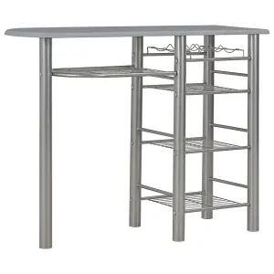 Berkfield 3 Piece Bar Set with Shelves Wood and Steel Grey