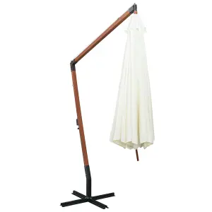 Berkfield Hanging Parasol 350 cm Wooden Pole White