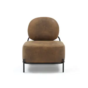 Faux Leather Suede Brown Flavia Accent Chair with Ottoman