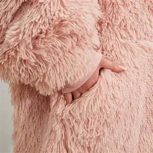 Sienna Fluffy Hoodie Blanket - Blush