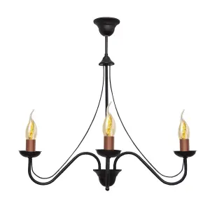 Luminosa Malbo Multi Arm Pendant Ceiling Light Black, Copper 60cm