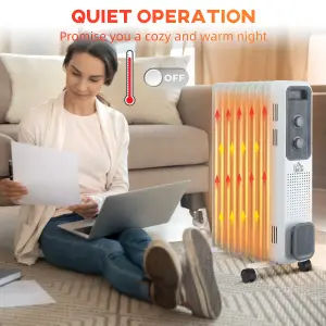 HOMCOM Oil Filled Radiator Portable Space Heater W/ 9 Fin, 3 Heat Settings