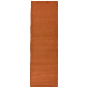 Terracotta Simple and Stylish Wool Plain Handmade Modern Rug for Living Room and Bedroom-68 X 240cm (Runner)