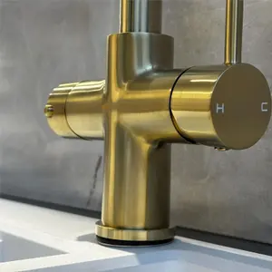 Liquida HT43BG 4 In 1 Brushed Gold Instant Boiling Water Kitchen Tap