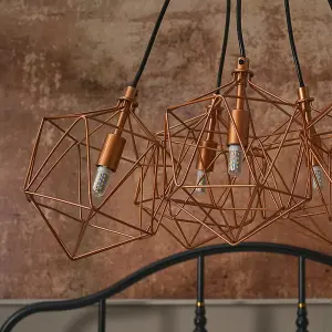 ValueLights Jerome Industrial 5 Way Geometric Copper Wire Basket Cage Ceiling Pendant Light Fitting