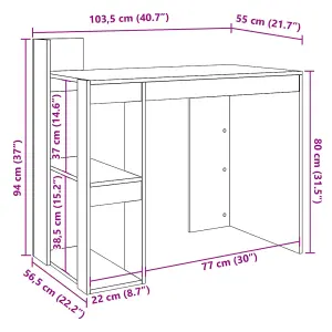 Berkfield Office Desk Concrete Grey 103.5x56.5x94 cm Engineered Wood