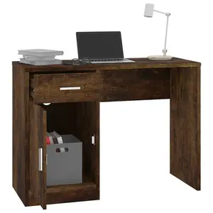 Berkfield Desk with Drawer&Cabinet Smoked Oak 100x40x73 cm Engineered Wood