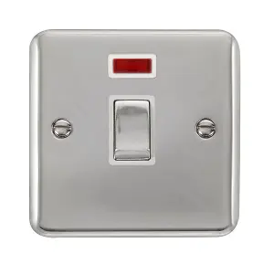 Curved Polished Chrome 1 Gang 20A Ingot DP Switch With Neon - White Trim - SE Home