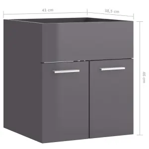 Berkfield Sink Cabinet High Gloss Grey 41x38.5x46 cm Engineered Wood