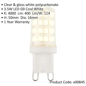 3.5W G9 Cool White LED Bulb - 400 Lumen Output - 4000k Colour Temperature