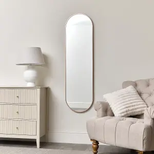 Melody Maison Rose Gold Oval Framed Wall Mirror 140cm x 40cm