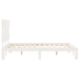 Berkfield Bed Frame with Headboard White 140x190 cm Solid Wood