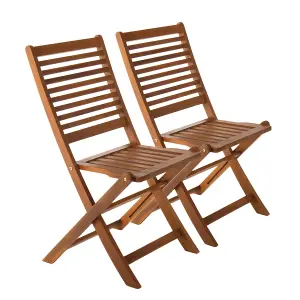 Charles Bentley FSC Acacia Wood Pair of Outdoor Foldable Chairs