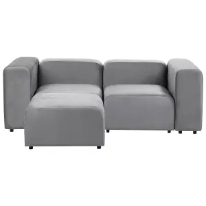 2 Seater Modular Velvet Sofa with Ottoman Grey FALSTERBO