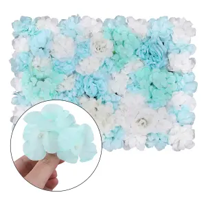 Artificial Flower Wall Backdrop Panel, 60cm x 40cm, cm, Sky Blue li Blue White