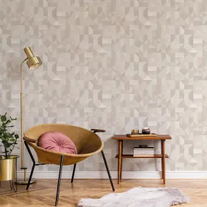 Galerie Botanica Beige Cubics Smooth Wallpaper