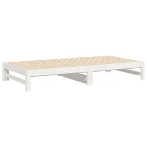 Berkfield Pull-out Day Bed White 2x(100x200) cm Solid Wood Pine