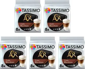 Tassimo L'or Latte Macchiato Coffee Pods , 8 Count ( Pack Of 5), (40 Drinks)