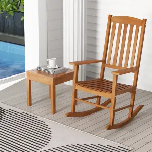 Costway Garden Rocking Chair Eucalyptus Wood Chair Patio Slatted Rocker