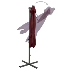 Berkfield Cantilever Umbrella with Pole and LED Lights Bordeaux Red 250 cm