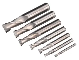 Sealey HSS End Mill Set 4-16mm 2 Flutes For SM2502 Mini Drilling SM2502EMSET