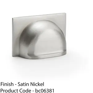 Backplate Cup Handle - Satin Nickel 40mm Centres Solid Brass Shaker Drawer Pull