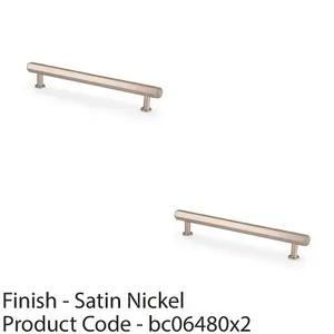 2 PACK - Industrial Hex T Bar Pull Handle - Satin Nickel 160mm Centres Kitchen Cabinet