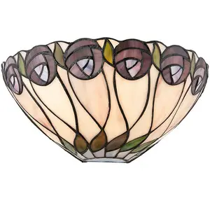 Tiffany Glass Wall Light Cream & Mackintosh Rose Shade Interior Sconce i00248