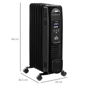 HOMCOM Oil Filled Radiator Space Heater W/3 Heat Settings & Remote Control Black