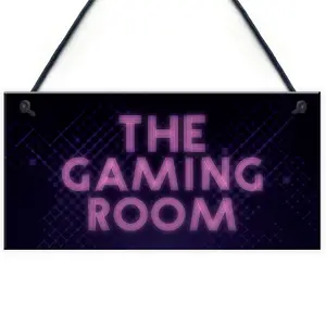 GAMING ROOM Sign Neon Effect Hanging Games Room Man Cave Bedroom Sign