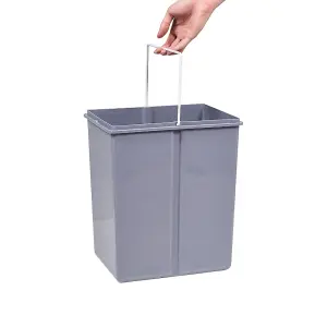 Pull Out Kitchen Bin Recycling Bins for Kitchen Built-In Waste Bins 2x20L Removal Container with Fixing Waste Brackets Grey