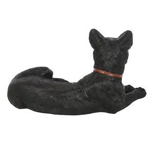 Something Different Laying Black Cat Figurine Black/Green (One Size)