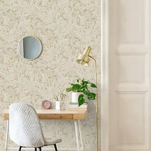 Grandeco Gold Plaster effect Marble Embossed Wallpaper