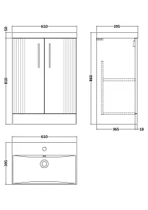 Retro 2 Door Floor Standing Vanity Unit with Thin-Edge 1 Tap Hole Ceramic Basin - 600mm - Satin Green - Balterley