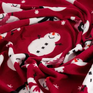 Celebright Christmas Fleece Throw - Large 50 x 60 Inch - Fluffy Microfiber Blanket - Snowman Red Pattern