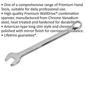 Premium 21mm Steel Combination Spanner - Long Slim Chrome Vanadium Wrench