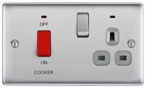 BG Matt Raised slim Cooker switch & socket with neon