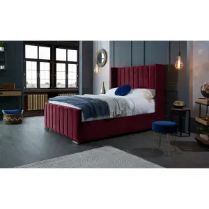 Meriso Plush Velvet Maroon Bed Frame