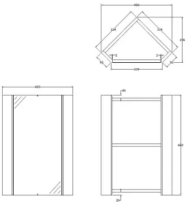 Corner Wall Hung Mirror Cabinet in Gloss White by Balterley