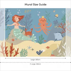 The Mermaid Princess Mural In Multicoloured (300cm x 240cm)