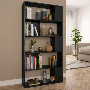 Berkfield Book Cabinet/Room Divider Black 80x24x159 cm Engineered Wood