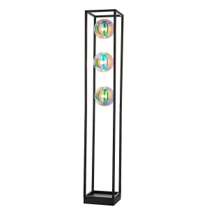 Luminosa Bologna Complete Floor Lamp, Matt Black, Iridescent Glass