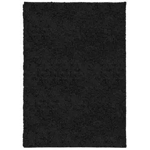 Shaggy Rug PAMPLONA High Pile Modern Black 120x170 cm